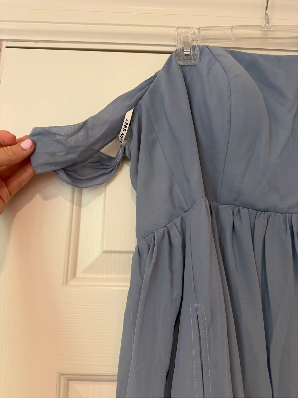 Birdie Grey Dusty Blue Chiffon L - Picture 2 of 5